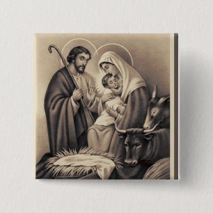 Nativity 15 Cm Square Badge
