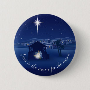 nativity 6 cm round badge