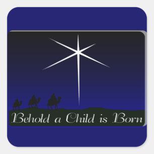 Nativity A Child Is Born Square Sticker