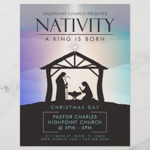 Nativity A King is Born Church Service Religious Flyer