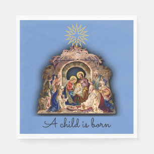 Nativity Adoration of Baby Jesus Christmas Napkins