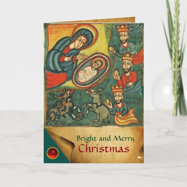 NATIVITY,ADORATION OF MAGI IRISH CHRISTMAS PRAYER HOLIDAY CARD (Front)