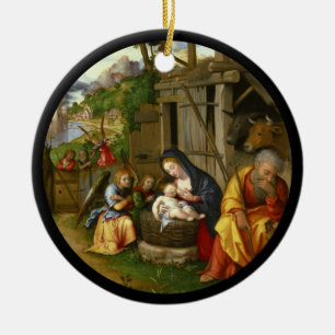 Nativity and Child Angels c1515 Ceramic Tree Decoration