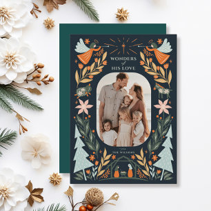 Nativity Angels 2 Photo Navy Christmas Holiday Card