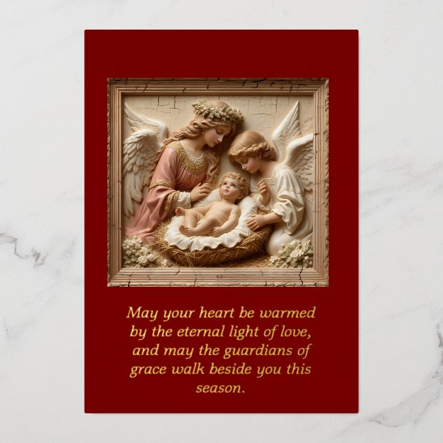 Nativity Angels of Light Foil Holiday Card (Front)