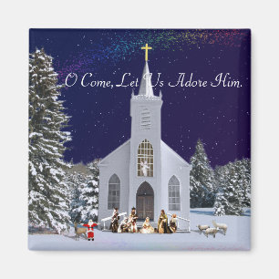 Nativity at Church Magnet