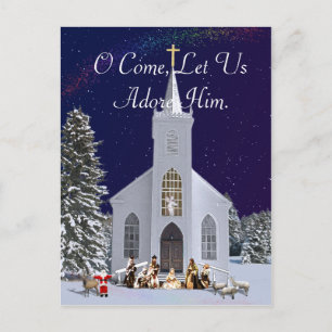Nativity at Church Postcard