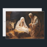 Nativity Baby Jesus Christian Merry Christmas Holiday Card<br><div class="desc">Christmas holiday greeting card with a painting of the Nativity scene with baby Jesus,  Mary,  and Joseph.  Personalised on the back with your name. Contact me for assistance with your customisation or to request additional matching or coordinating Zazzle products.</div>