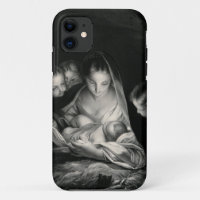 Nativity Baby Jesus Virgin Mary Angels Black White