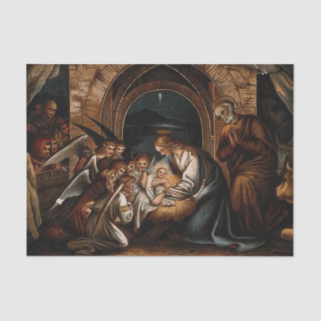 Nativity Birth of Jesus Christ Angels Mother Mary Tissue Paper (Front)