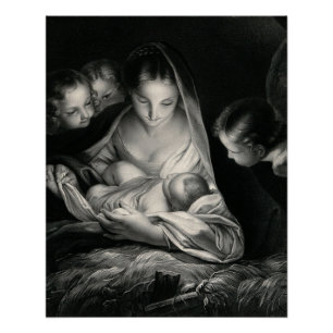 Nativity Birth of Jesus Christ Angels Virgin Mary Poster