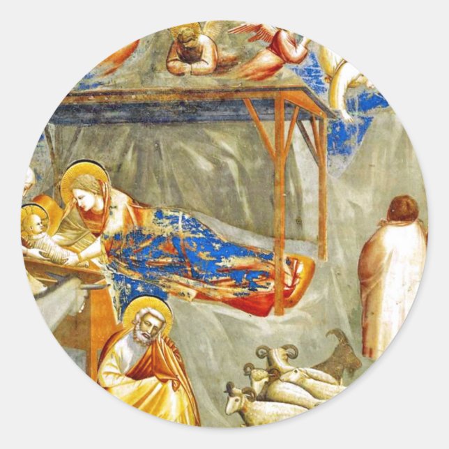 Nativity Birth of Jesus  Classic Round Sticker (Front)