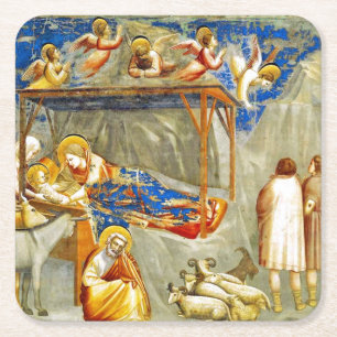 Nativity Birth of Jesus  Square Paper Coaster