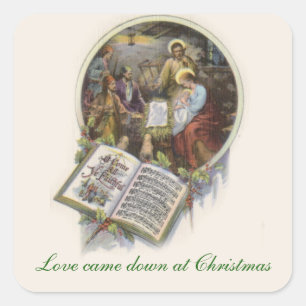 Nativity Blessed Mother Baby Jesus Music Square Sticker