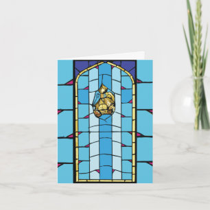 Nativity Blue Stained Glass Christmas Holiday Card