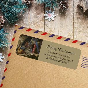 Nativity Botticelli Merry Christmas Return Address