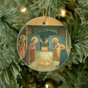 Nativity by Fra Angelico Ceramic Tree Decoration