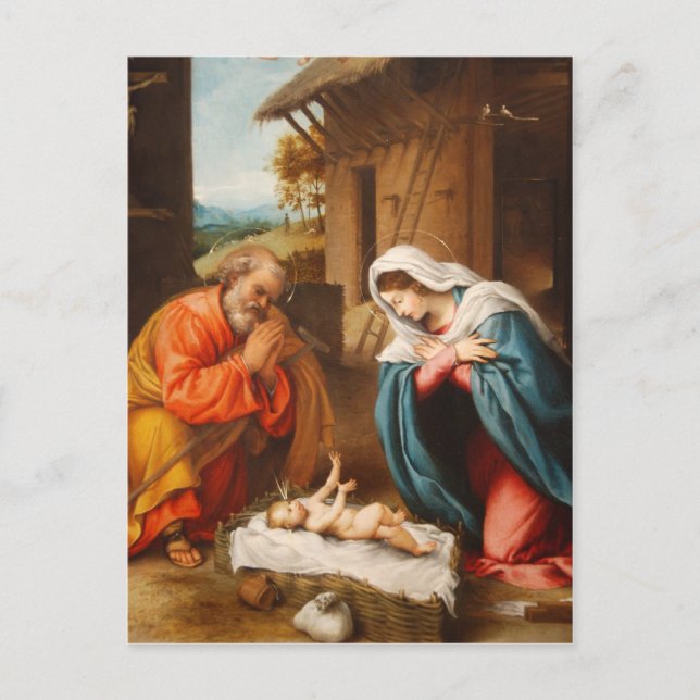 Nativity by Lorenzo Lotto Postcard (Front)