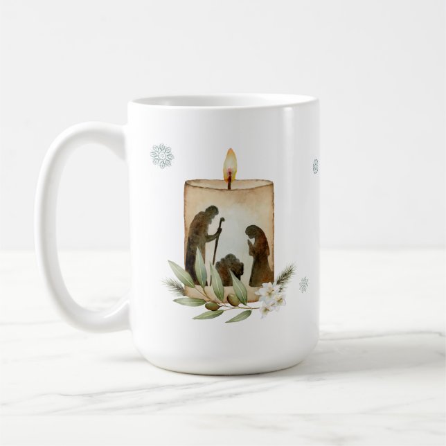 Nativity Candle Christmas Mug (Left)