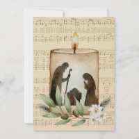 Nativity Candle Flat Christmas Card