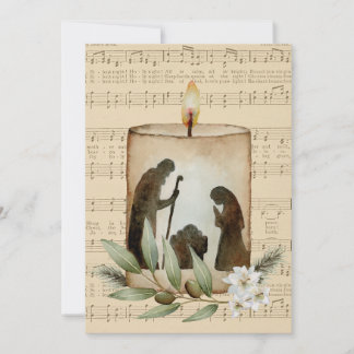 Nativity Candle Flat Christmas Card