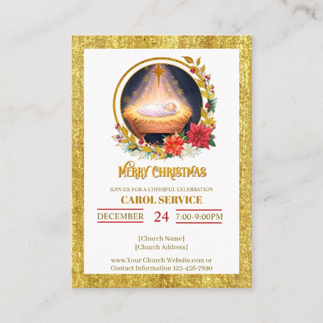 Nativity Carol Service Christmas Invitation (Front)