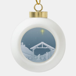 Nativity Ceramic Ball Christmas Ornament