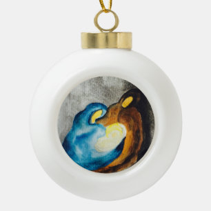 Nativity Ceramic Ball Christmas Ornament