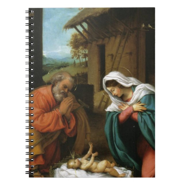 Nativity Christ Baby Jesus Christianity Scripture Notebook (Front)
