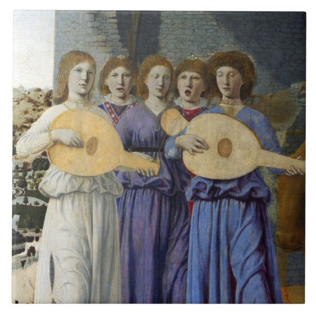 NATIVITY,CHRISTMAS ANGELS by PIERO DELLA FRANCESCA Tile (Front)