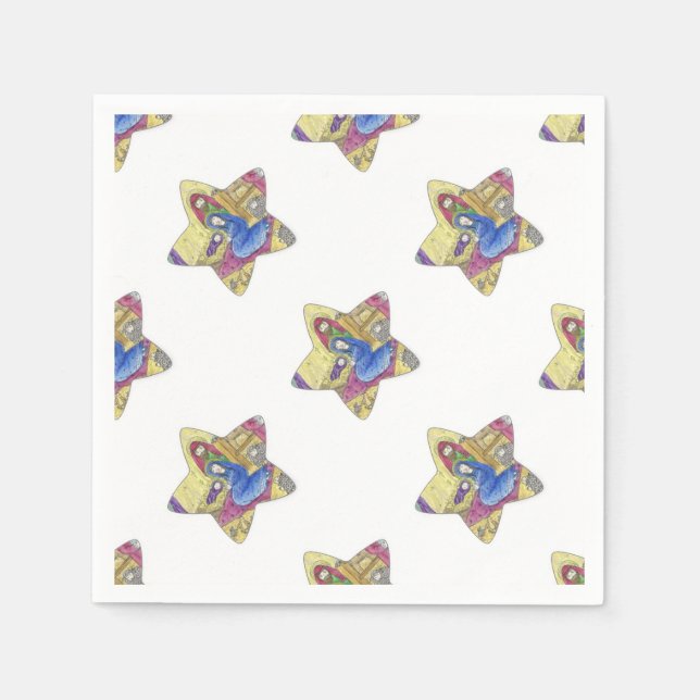 Nativity Christmas: Baby Jesus, Mary  in a manger Napkin (Front)