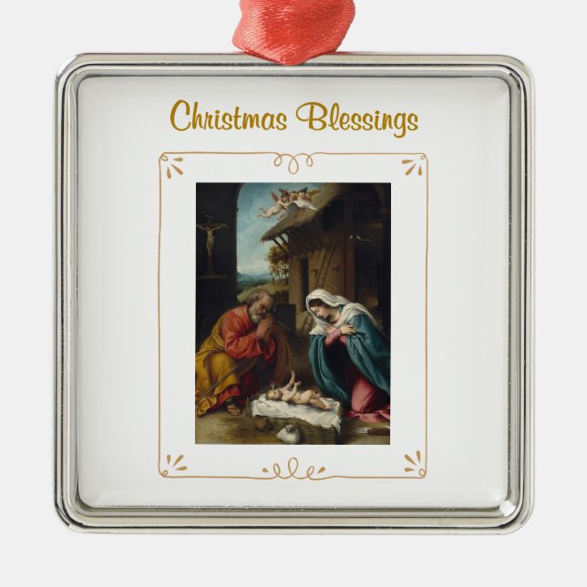 Nativity Christmas Blessings Religious Ornament (Front)