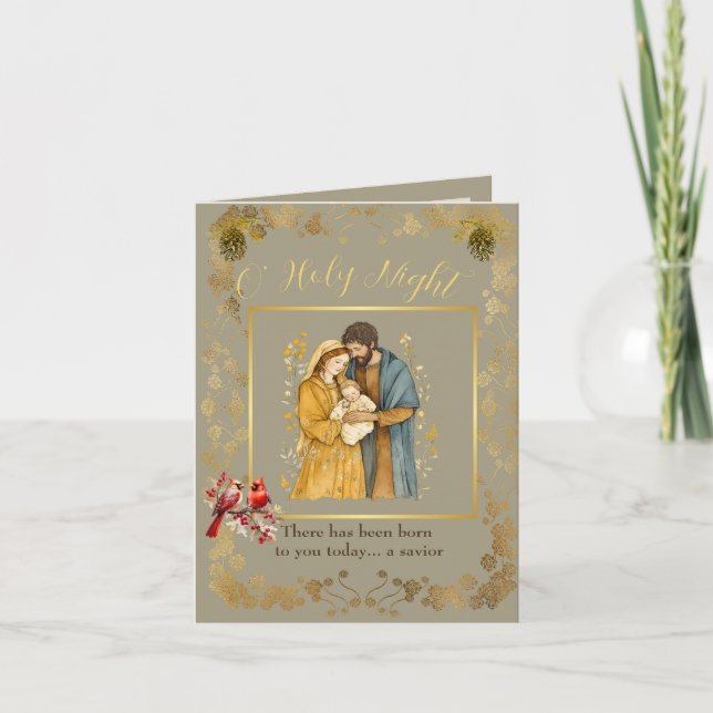 Nativity Christmas Card Folded Holiday Card (Front)