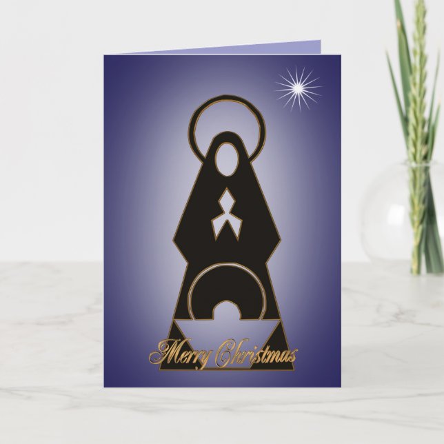 Nativity Christmas card Modern design blue (Front)