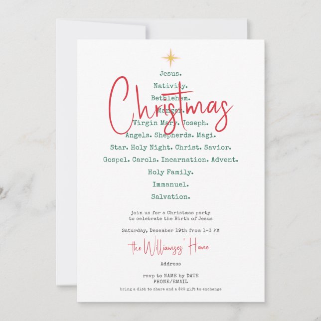 Nativity Christmas Christian Faith Jesus Religious Invitation (Front)