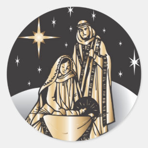 Nativity Christmas Classic Round Sticker
