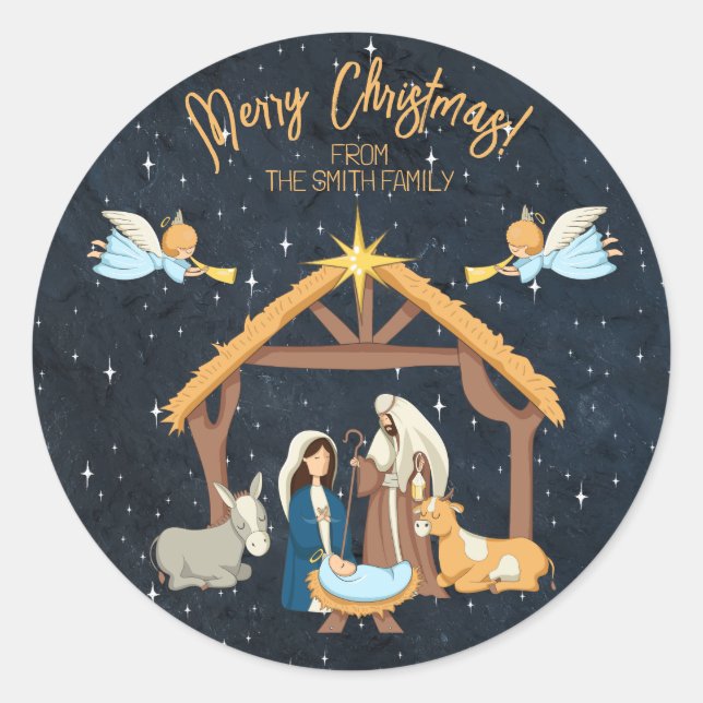 Nativity Christmas Classic Round Sticker (Front)