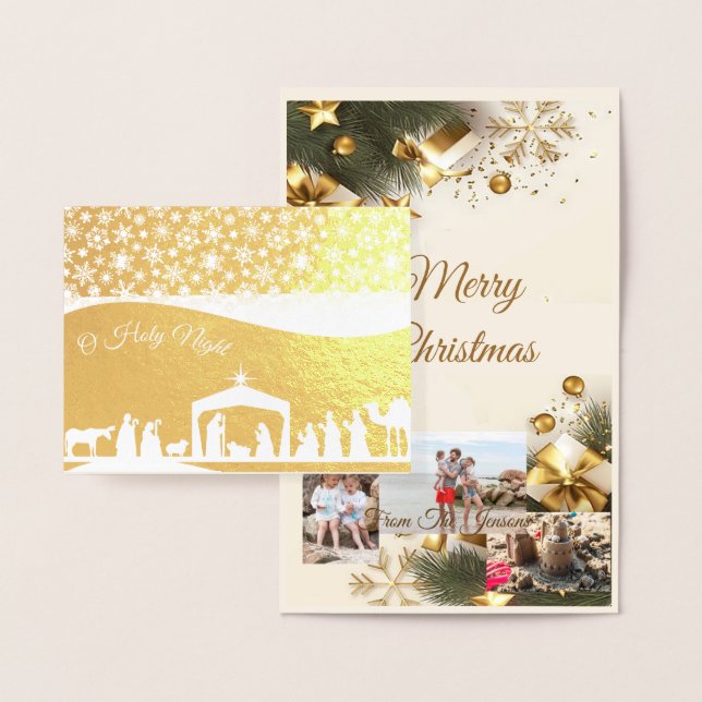 Nativity Christmas Custom photo foil  Card (Display)