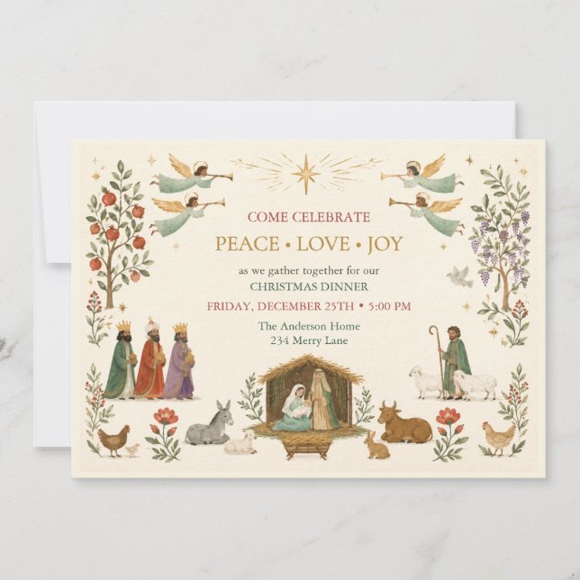Nativity Christmas Dinner Invitation (Front)