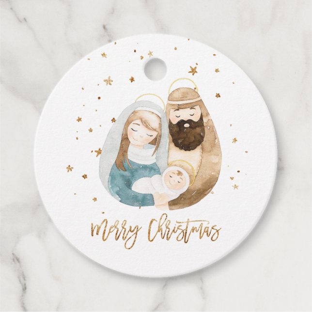 Nativity Christmas Favour Tags - Holy Family (Front)