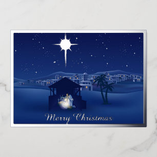 Nativity Christmas Foil Holiday Card