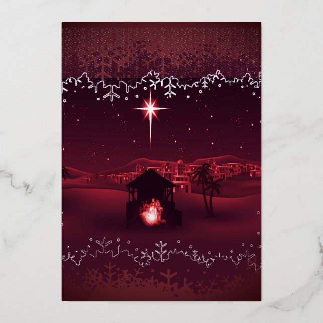 Nativity Christmas Foil Holiday Card (Front)
