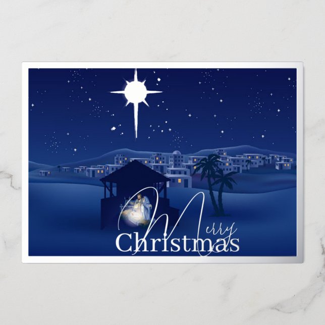 Nativity Christmas Foil Holiday Card (Front)