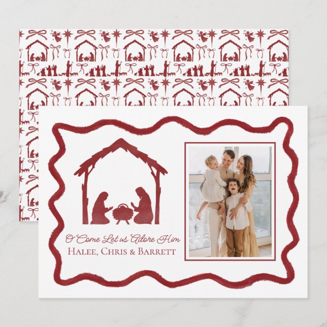 Nativity Christmas Greeting, Holiday Family Photo (Front/Back)