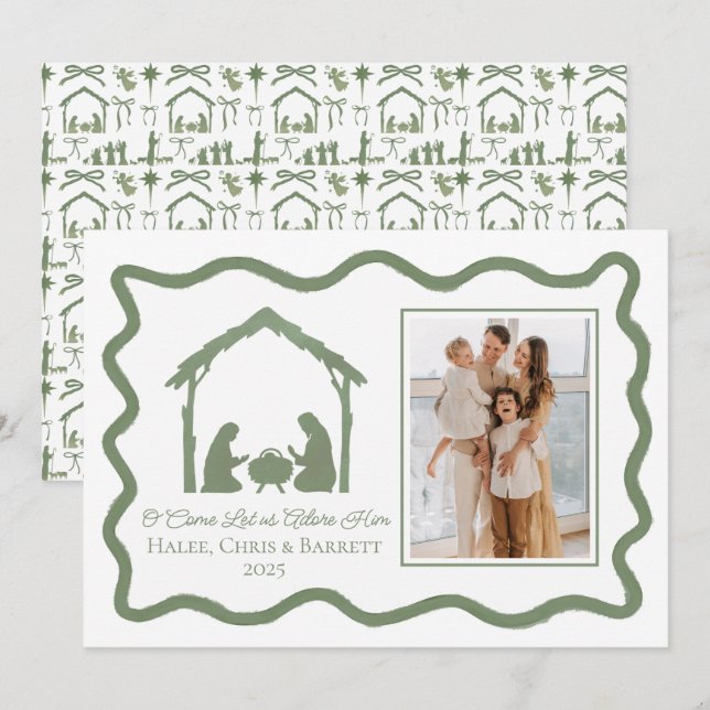 Nativity Christmas Greeting, Holiday Family Photo (Front/Back)
