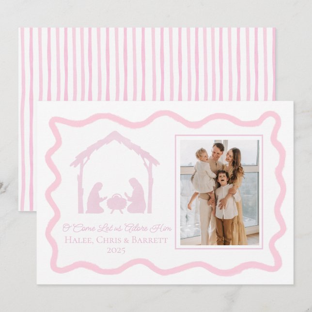 Nativity Christmas Greeting, Holiday Family Photo (Front/Back)