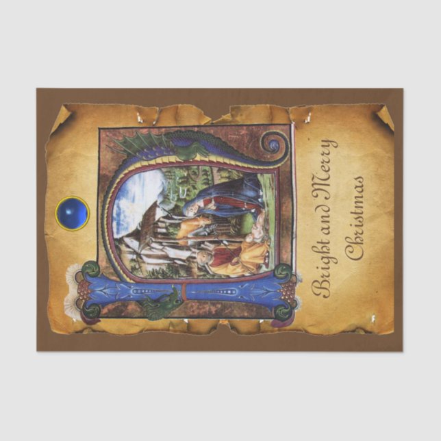 NATIVITY CHRISTMAS PARCHMENT MONOGRAM TISSUE PAPER (Front)