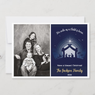 Nativity Christmas Photo Cards (Navy Blue)