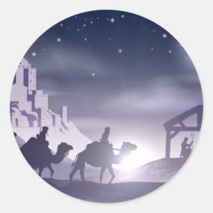 Nativity Christmas Scene Classic Round Sticker