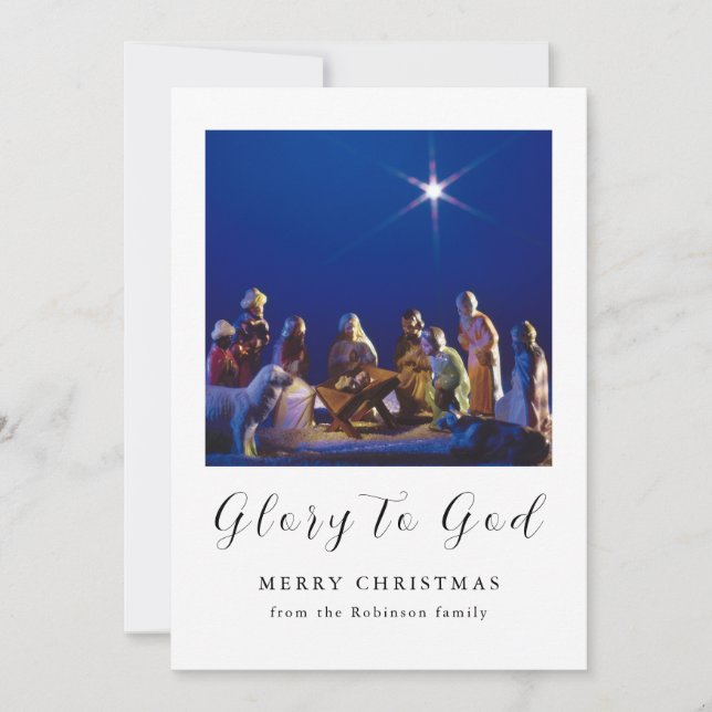 Nativity Christmas  Scene Glory to God Holiday Card (Front)